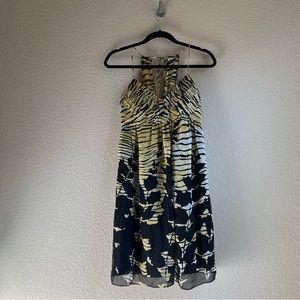 BCBG Paris Sunset Halter Dress 100% Silk Mini Babydoll Dress, size 2